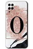 Galaxy M12 Kılıf HD Desen Baskılı Arka Kapak - Pembe Mermer Desenli O Harfi 