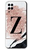 Galaxy M12 Kılıf HD Desen Baskılı Arka Kapak - Pembe Mermer Desenli Z Harfi 