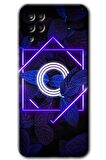Galaxy M12 Kılıf HD Desen Baskılı Arka Kapak - Dark Neon Yaprak O Harfi 