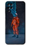 Galaxy M12 Kılıf HD Desen Baskılı Arka Kapak - Smoke Astronot 