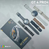 GT4 Pro Plus Kavisli Amoled Ekranlı, 3 Kordonlu Akıllı Saat