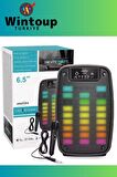 Bluetooth Hoparlör Kablosuz Ses Bombası Radyo Usb Parti Hoparlörü Led Işıklı Ses Sistemi Karaoke