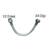 70 Cm 3/4 1/2 Nipelli Flex Bağlantı Hortumu 3-4 1-2  