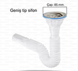 Güçlü Körüklü Geniş Sifon 85 32 Lüx Körüklü Inox Paslanmaz Çelik Süzgeç