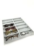 Yerli Üretim Havana Model Süet Kumaş Gri Renk 38 Cm / 36 Cm Gözlük Sergileme Çekmece Içi Stand