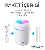 300 ml Ulrasonik Ledli Hava Nemlendirici Buhar Makinesi Ve Aroma Difüzörü Beyaz