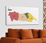 Iğdır  İli ve İlçeler Haritası  Dekoratif Kanvas Tablo 1358