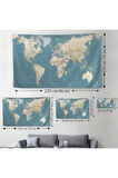 Dünya Haritası Dekoratif Kanvas Duvar Örtüsü-Halısı 1040