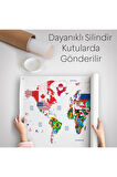 Dünya Haritası Bayrak Desenli Dekoratif Kanvas Duvar Örtüsü-Halısı 1043