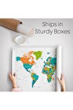 Dünya Haritası Dekoratif Kanvas Duvar Örtüsü-Halısı 1076