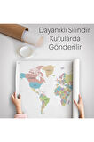 Dünya Haritası Dekoratif Kanvas Duvar Örtüsü-Halısı 1077