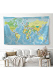 Dünya Haritası Dekoratif Kanvas Duvar Örtüsü-Halısı 1079