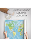 Dünya Haritası Dekoratif Kanvas Duvar Örtüsü-Halısı 1079