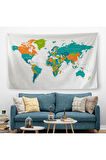 Dünya Haritası Dekoratif Kanvas Duvar Örtüsü-Halısı 1085