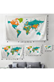 Dünya Haritası Dekoratif Kanvas Duvar Örtüsü-Halısı 1085