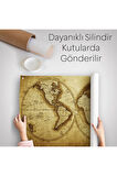 Eskitme Dünya Haritası Vintage Dekoratif Kanvas Duvar Örtüsü-Halısı 1105