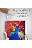 Çok Renkli Tavus Kuşu Modern Sanat Kanvas Duvar Örtüsü-Halısı-1112