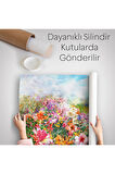 Suluboya Görünümlü Çok Renkli Çiçek Manzaralı Kanvas Duvar Örtüsü-Halısı-1196