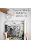 New York Sokakları Ve Sarı Taksi Yağlıboya Görünüm Duvar Örtüsü-Halısı-3500