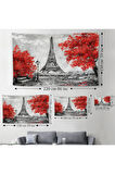 Paris Eyfel Kulesi Yağlıboya Görünüm Dekoratif Kanvas Duvar Örtüsü-Halısı-3508
