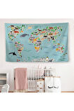 Eğitici Dünya Haritası Dünya Atlası Çocuk Ve Bebek Odası Duvar Örtüsü-halısı 3771