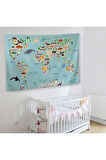 Eğitici Dünya Haritası Dünya Atlası Çocuk Ve Bebek Odası Duvar Örtüsü-halısı 3771