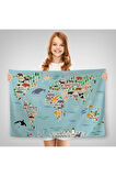 Eğitici Dünya Haritası Dünya Atlası Çocuk Ve Bebek Odası Duvar Örtüsü-halısı 3771