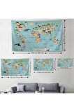 Eğitici Dünya Haritası Dünya Atlası Çocuk Ve Bebek Odası Duvar Örtüsü-halısı 3771