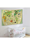Eğitici Dünya Haritası Dünya Atlası Çocuk Ve Bebek Odası Duvar Örtüsü-halısı 3773