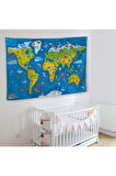 Eğitici Dünya Haritası Dünya Atlası Çocuk Ve Bebek Odası Duvar Örtüsü-halısı 3774