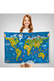Eğitici Dünya Haritası Dünya Atlası Çocuk Ve Bebek Odası Duvar Örtüsü-halısı 3774