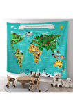 Eğitici Dünya Haritası Çocuk Odası Duvar Örtüsü-halısı 3780