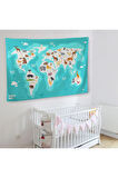 Eğitici Dünya Haritası Dünya Atlası Çocuk Ve Bebek Odası Duvar Örtüsü-halısı 3785