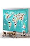 Eğitici Dünya Haritası Dünya Atlası Çocuk Ve Bebek Odası Duvar Örtüsü-halısı 3785