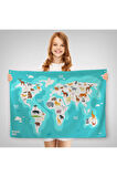 Eğitici Dünya Haritası Dünya Atlası Çocuk Ve Bebek Odası Duvar Örtüsü-halısı 3785