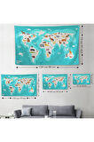 Eğitici Dünya Haritası Dünya Atlası Çocuk Ve Bebek Odası Duvar Örtüsü-halısı 3785