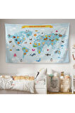 Eğitici Dünya Haritası Dünya Atlası Çocuk Ve Bebek Odası Duvar Örtüsü-halısı 3792