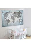 Ülke Adlı Eğitici Dünya Haritası Dünya Atlası Çocuk Ve Bebek Odası Duvar Örtüsü-halısı 3823