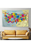 Eğitici Ve Öğretici Detaylı Dekoratif Komşulu Türkiye Haritası Duvar Örtüsü-halısı 3845