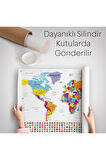 Ülke Bayraklı Eğitici Başkent Detaylı Atlası Dünya Haritası Duvar Örtüsü-halısı 3848