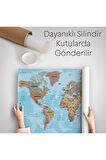 Türkçe Eğitici Ülke Ve Başkent Okyanus Detaylı Atlas Dünya Haritası Duvar Örtüsü-halısı 3849