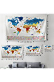 Ülke Bayrak Lı Eğitici Başkent Detaylı Atlası Dekoratif Dünya Haritası Duvar Örtüsü-halısı 3857