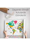 Türkçe Ülke Bayraklı Eğitici Başkent Detaylı Atlası Dünya Haritası Duvar Örtüsü-halısı 3860