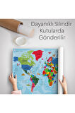 Türkçe Eğitici Ülke Ve Başkent Okyanus Detaylı Atlas Dünya Haritası Duvar Örtüsü-halısı 3866