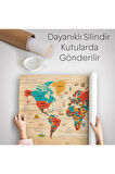 Ahşap Görünümlü Türkçe Eğitici Detaylı Atlası Dekoratif Dünya Haritası Duvar Örtüsü-halısı 3867