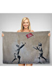 Banksy Stencil'in Top Oyunları Yok İsimli Eseri Kanvas Duvar Örtüsü-Halısı-5006