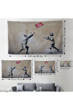 Banksy Stencil'in Top Oyunları Yok İsimli Eseri Kanvas Duvar Örtüsü-Halısı-5006