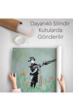 Bansky'nin Makineli Tüfekli Çocuk İsimli Eseri Kanvas Duvar Örtüsü-Halısı, No Parking-5008
