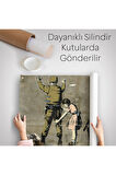 Bansky'nin Askeri Arayan Küçük Kız Eseri Kanvas Duvar Örtüsü-Halısı-5013