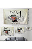 Jean Michel Basquiat'in Kral Alphonso İsimli Eseri Kanvas Duvar Örtüsü-Halısı-5015